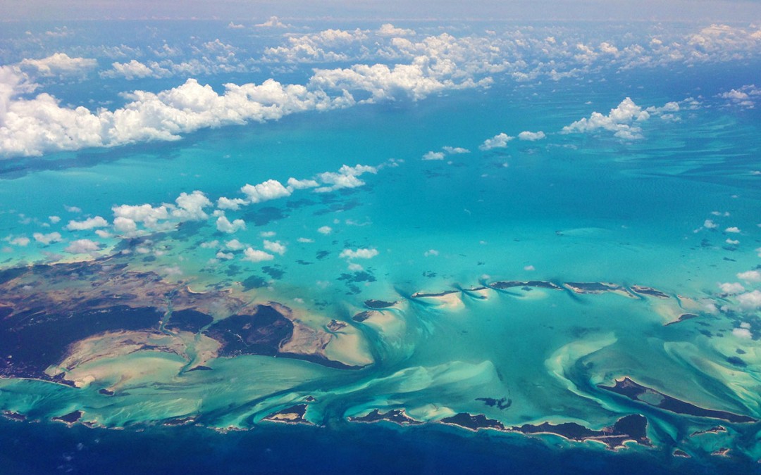Approaching the Turks and Caicos Islands by air.